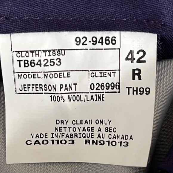 Ted Baker London 100% Wool Jefferson Flat Front Dress Pants - NWOT - Size 42R - Picture 7 of 8
